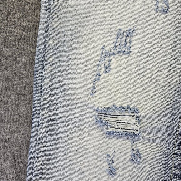 Black Premium Jeans Distressed Boot Indian Chief & Liberty Patches Mens 30x32 - Picture 4 of 15